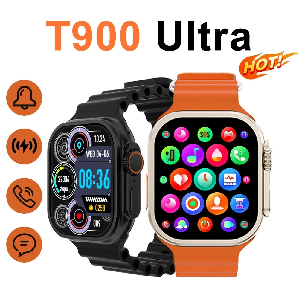 "T900 Ultra 2 Smart Watch – Series 9, 2.3'' AMOLED Screen, NFC, Compass, Waterproof Design ShowCaseHere